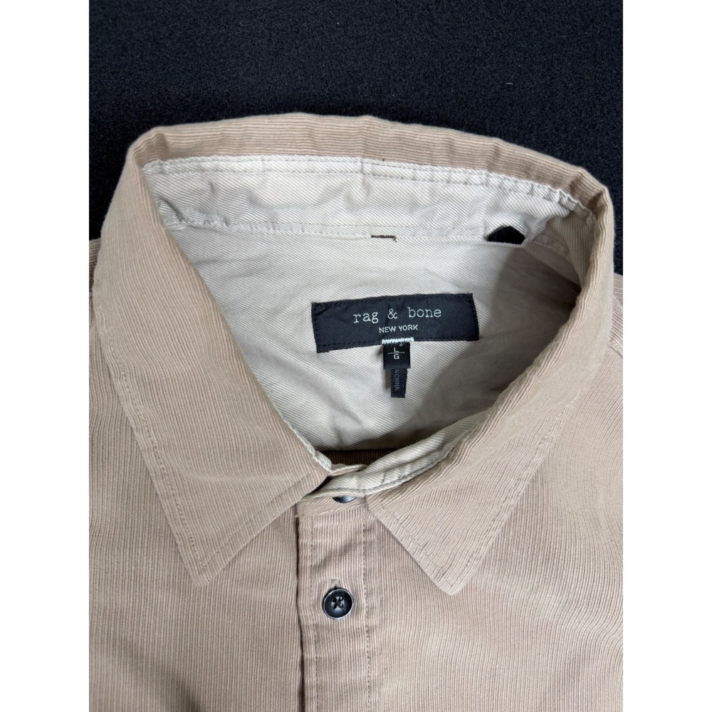 Rag & Bone Mens Large Tan Beige Fine Wale Corduroy Button Down Shirt - Picture 3 of 7